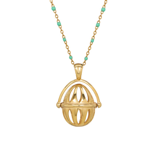 SPINNING CAGE EGG PENDANT-TURQUOISE