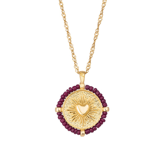 SACRED HEART XXV NECKLACE-BURGUNDY