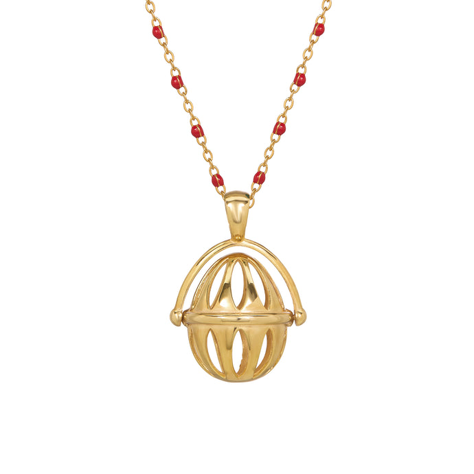 SPINNING CAGE EGG PENDANT-RED