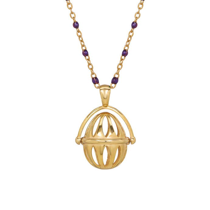SPINNING CAGE EGG PENDANT-PURPLE