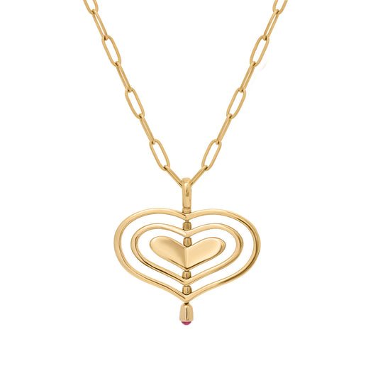 HEART SPIN CHAIN NECKLACE RED