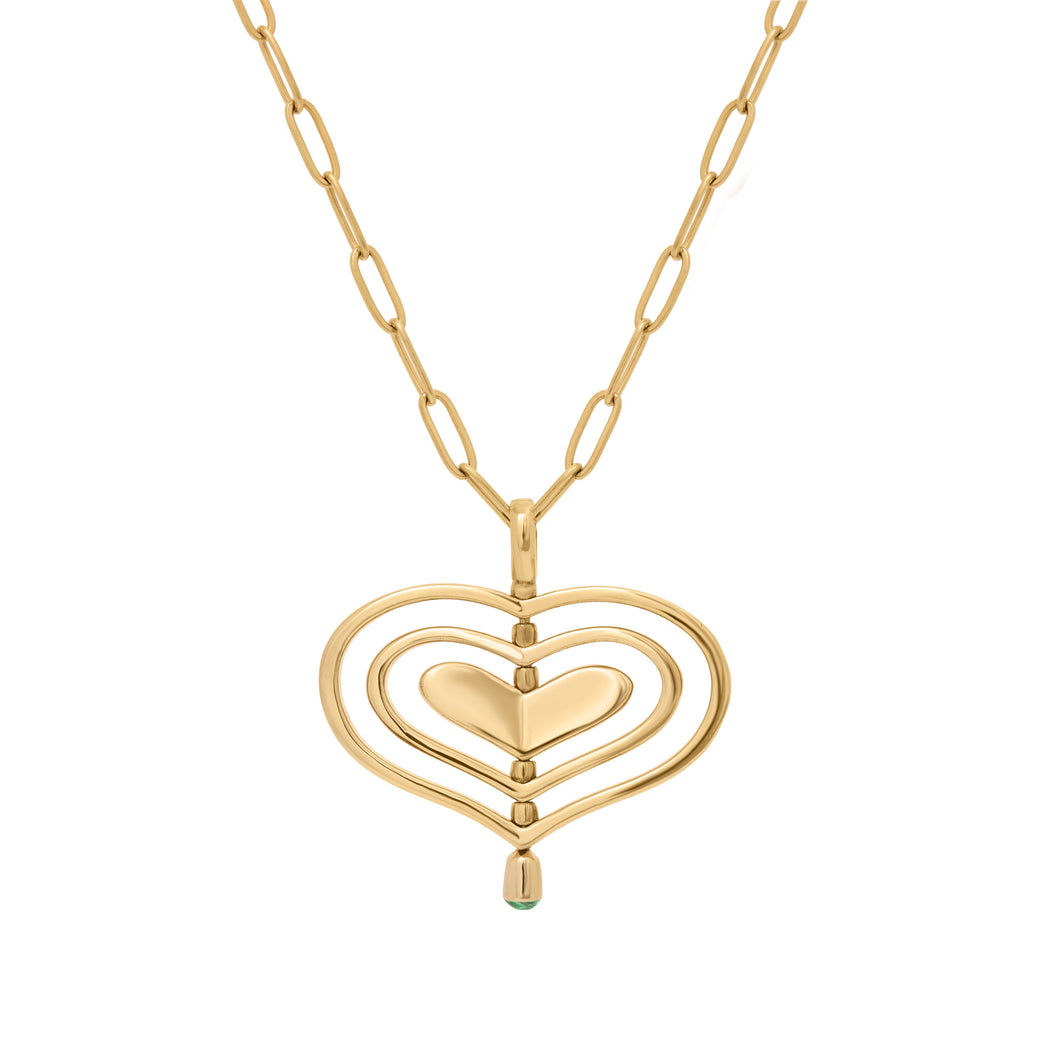 HEART SPIN CHAIN NECKLACE GREEN