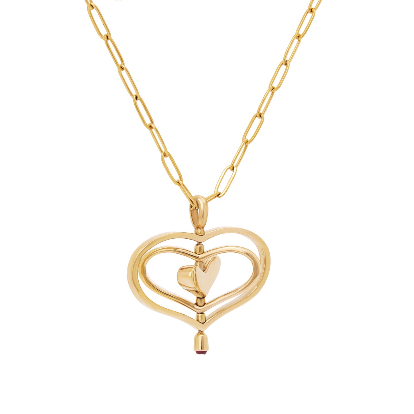 HEART SPIN CHAIN NECKLACE RED