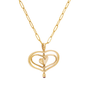 HEART SPIN CHAIN NECKLACE RED