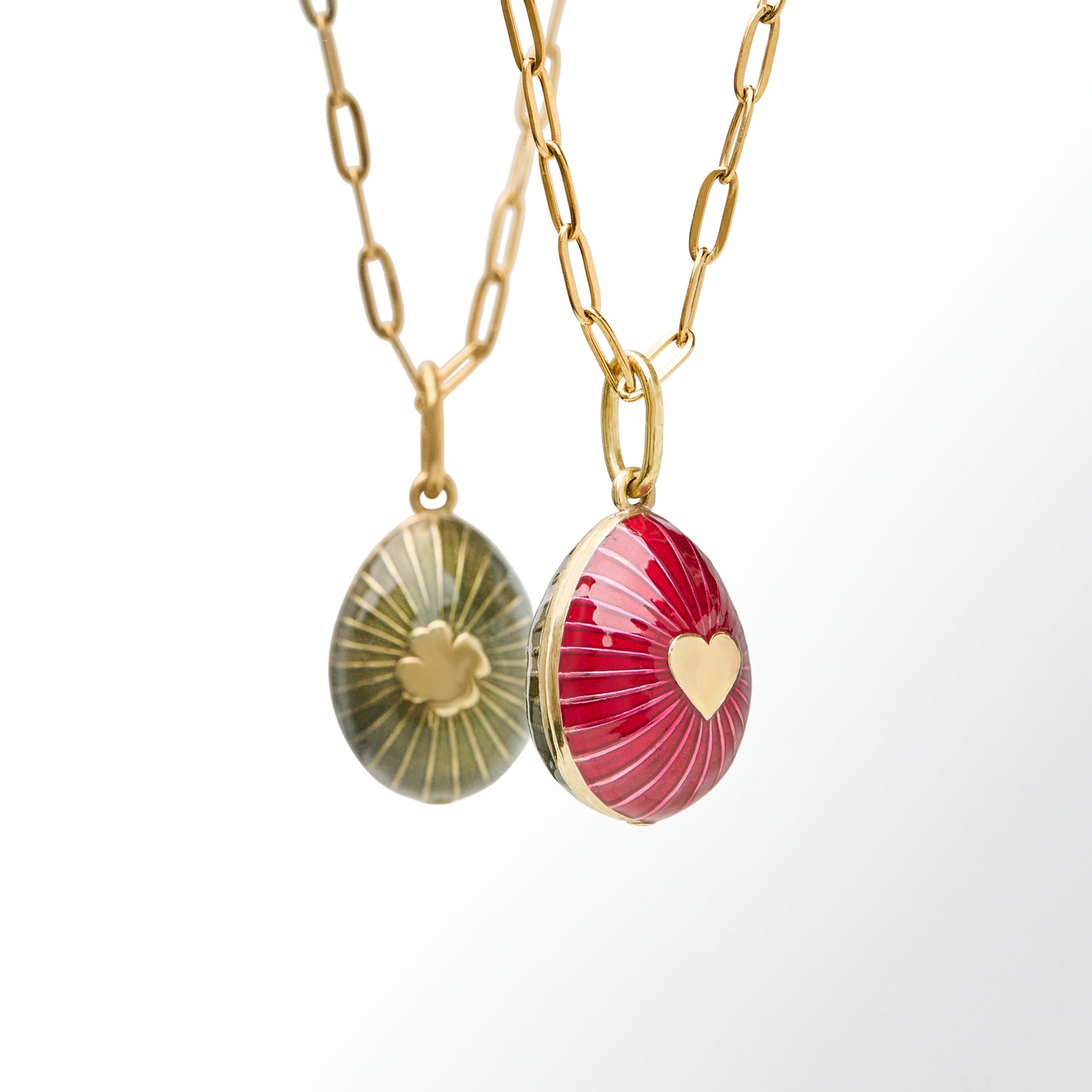 ENAMEL EGG PENDANT FUCSHIA & KHAKI