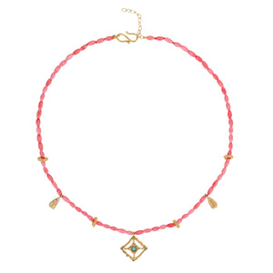 MIRA NECKLACE CORAL ,TURQUOISE