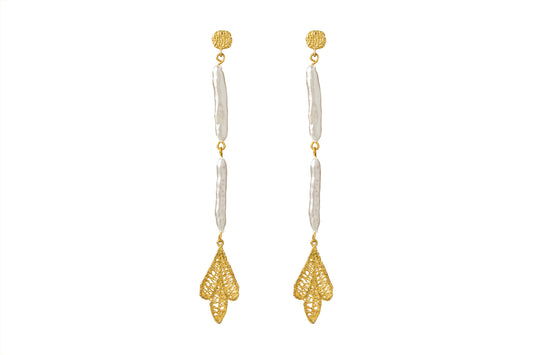 MAE GOLD - DOUBLE PEARL EARRINGS