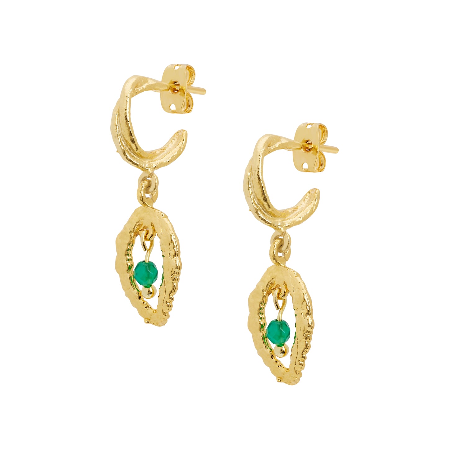 ZINNI HOOPS GREEN ONYX